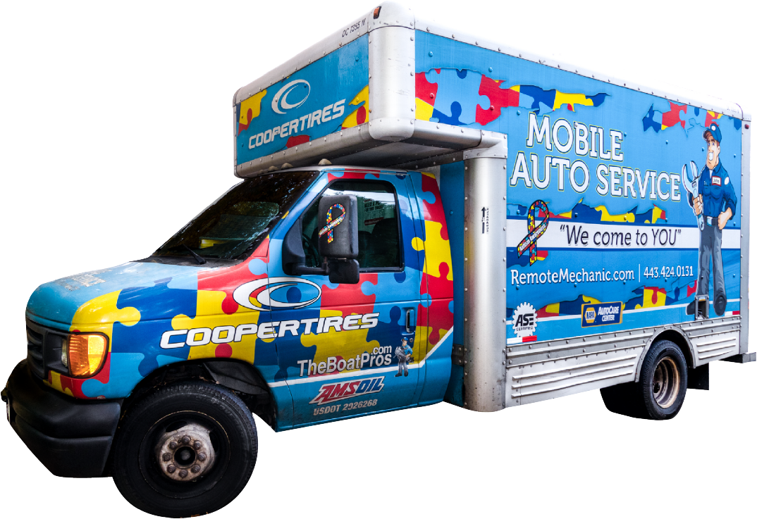 mobile auto service blue van